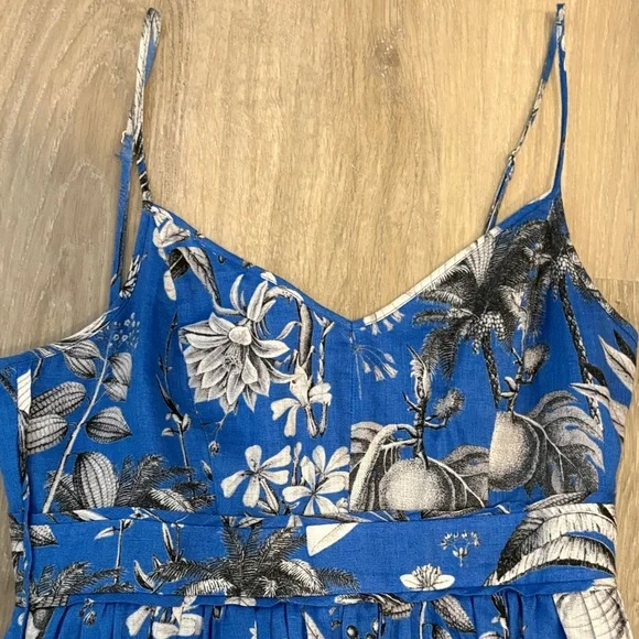 J. Crew Blue Floral Midi Sundress with Spaghetti Straps - Picture 2 of 4